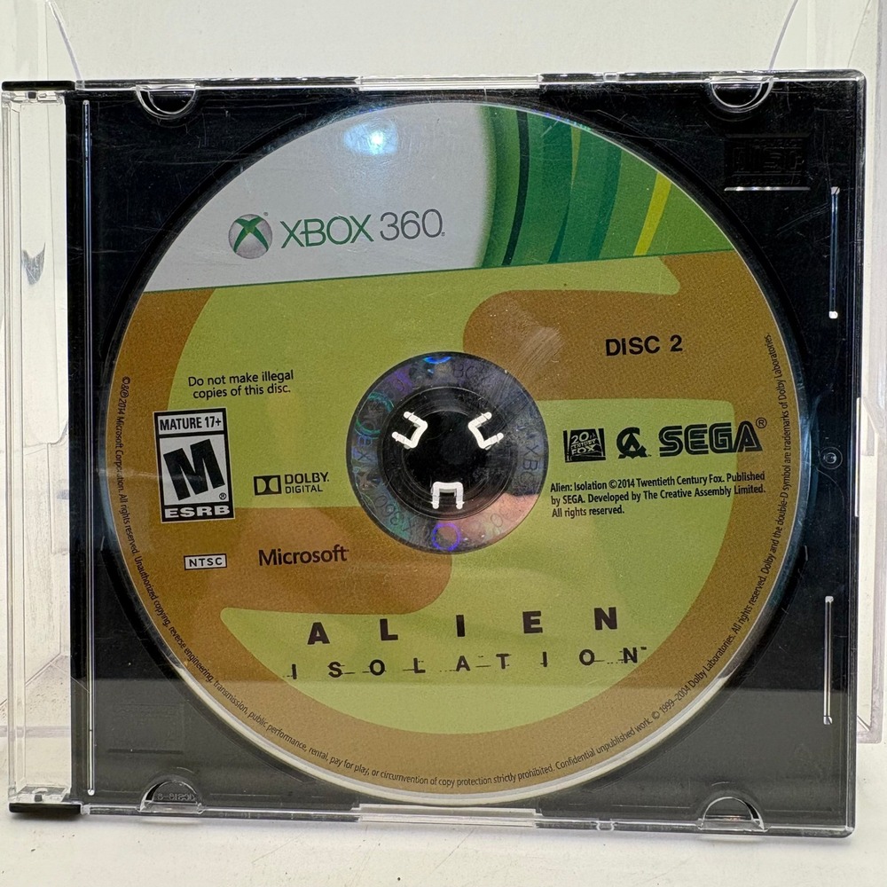 Alien Isolation Xbox 360 Disc 2 Only Sega Microsoft 2014 Replacement Disc